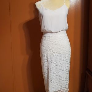 White dress with lace.